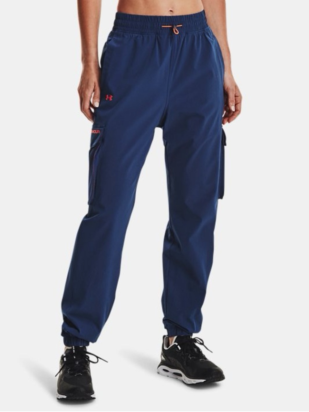 Under Armour Women’s UA Rush Celliant Navy and Orange Cargo Joggers Medium